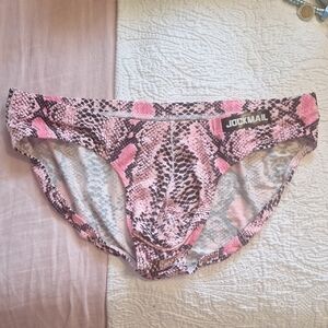 NWOT Jockmail Pink Snake Print Briefs Nwot